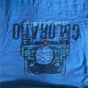 Blue Graphic T-Shirt with Camera Print